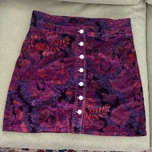 Pilcro Purple and Orange Patterned Skirt